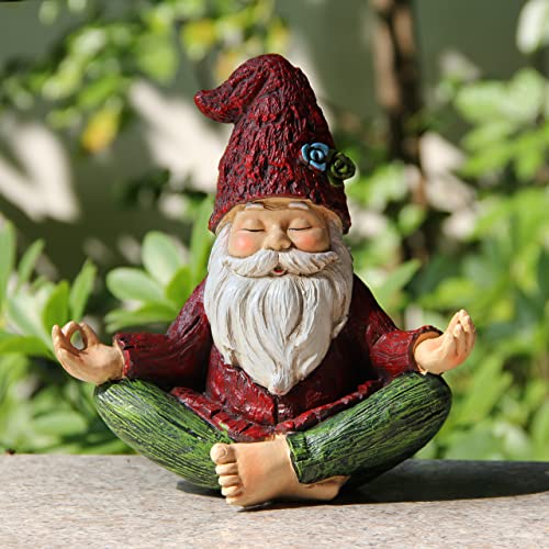 Smadeer Garden Yoga Gnome Statue, Outdoor Gnomes Figurine with Solar Lights, Knome in Yoga Pose for Garden Decor, Elf Sculptures and Statues for Patio Lawn Yard - color: Yoga a