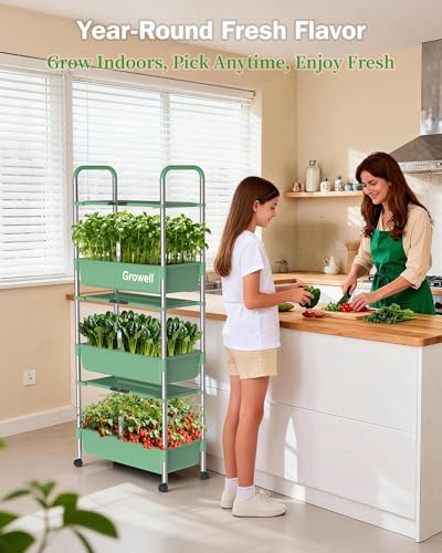 Growell 81 Pods Hydroponics Growing System Kit with Independent Water Pump - color: Green, size: 26" - 3 Tier (81 Pods)