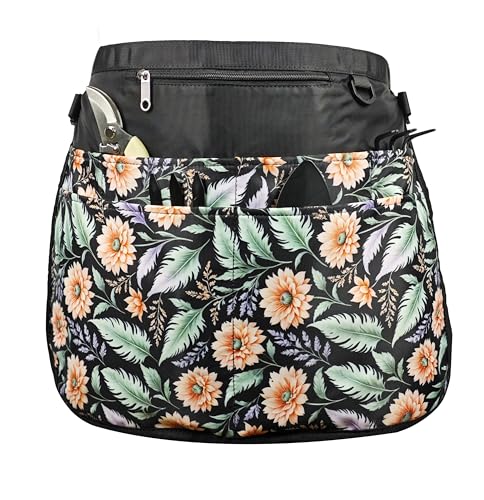 Bafelia Garden Apron for Women with 7 Pocket,Half Florist Apron Harvesting Apron - color: Pink Flowers