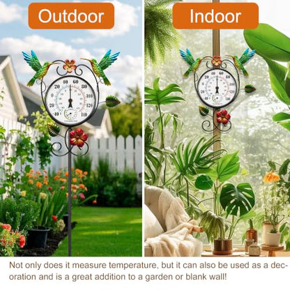 Hummingbird Outdoor Thermometer with 35.7" Stake Waterproof - style: Hummingbird
