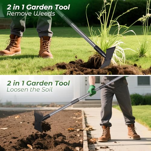 Walensee 2-in-1 Weed Puller Tool and Garden Hoe, Long Handle Weed Rake