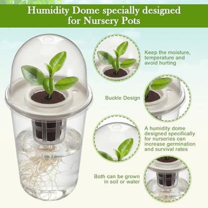 12 Pack 3.54 in Clear Hydroponic Nursery Pots with Humidity Dome