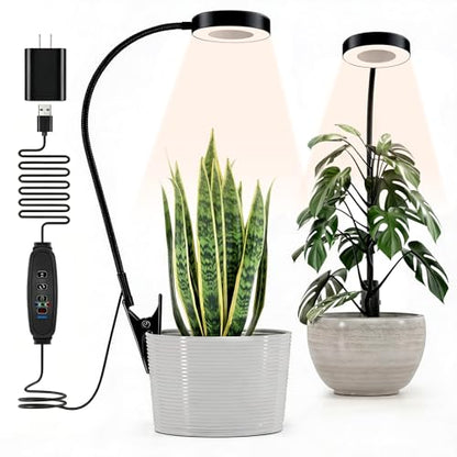 Grow Lights for Indoor Plants, Clip-On Plant Light, Black, 2 Pack - color: Black，2 pack