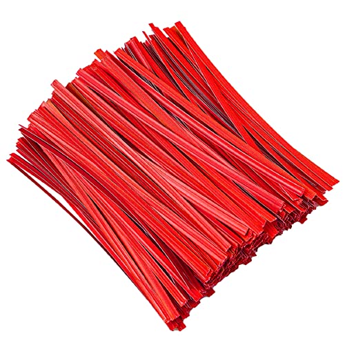 Tangyinrd 1000 Pcs 5" Red Twist Ties, Plant Ties Cable Ties Reusable Bread Ties for Party Cello Candy Coffee Treat Bags Cake Pops - color: Red