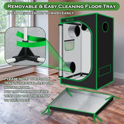 24"x36"x60"6000D Mylar Hydroponic Growing Tent for Plants - size: 24"x36"x60"