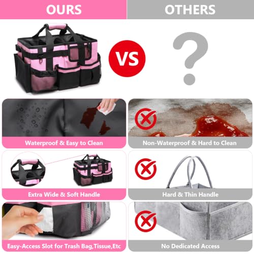 17 Inch Extra Large Cleaning Caddy Bag for Housekeepers, Pink Tool Bag - color: Pink, size: Extra Large
