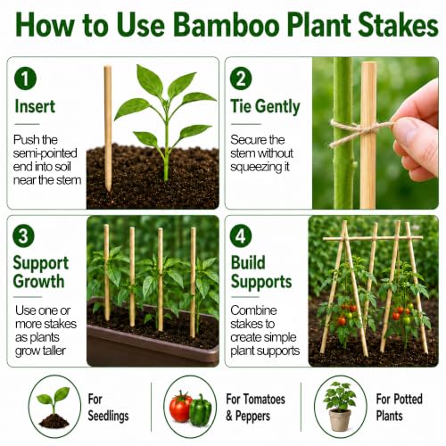 100 PCS 3FT Bamboo Plant Stakes, 6.3mm Thick Bamboo Stakes - size: 36 inch 6.3mm