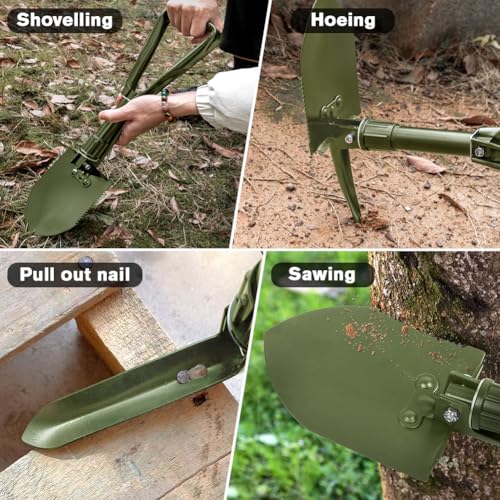 Olive Folding Camping Shovel, 24" High Carbon Steel Tool - color: Olive, size: 24'' Large