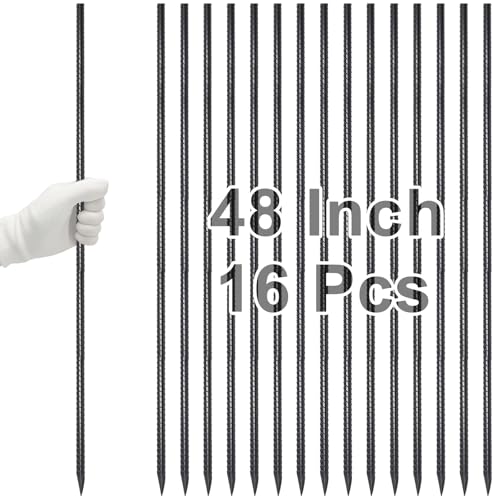 VVOKGO Straight Rebar Stakes 48 Inch Ground Concrete Form Stakes Heavy Duty - color: I-48 Inch-Φ3/8"-Black, size: I-48 Inch-16 Pcs