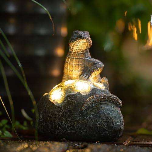 Rezpuao Solar Garden Outdoor Statues Lizard with LED Lights - Lawn Decor Lizard Statue for Patio, Balcony, Yard Ornament - Unique Housewarming Gifts - color: New Lizard