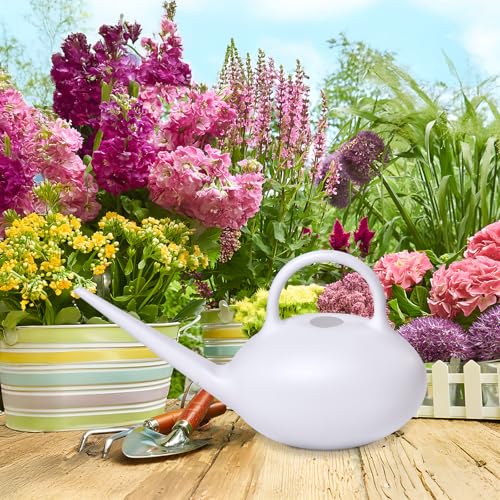 ZXJ Small Plastic Watering Can - 1/4 Gallon - for Home Plant Garden - White - color: White
