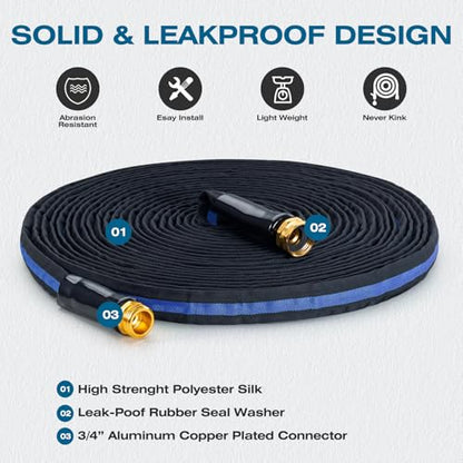 Ultra Lightweight 25FT Garden Water Hose - color: black-blue, size: 25 FT