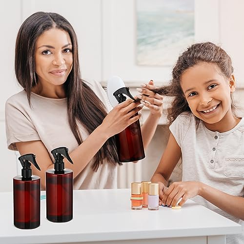 Hsei 20 Pcs 16 oz Amber Spray Bottles, Refillable Plastic with Triggers