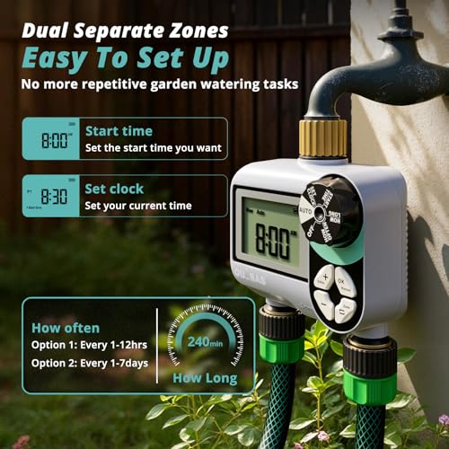 QUOBAS Brass Sprinkler Timer, 2 Pack Water Hose Timer for Garden Hose - size: Interval Program 2 Zone