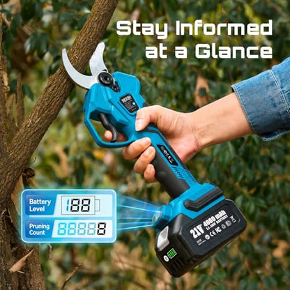 SEESII Electric Pruning Shears 1.6'' Cut, 4 Modes Cordless Brunch Cutter - color: Sky Blue