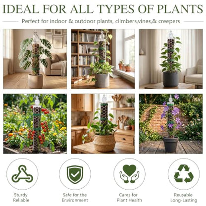 4 Pack 24 Inch,Self Watering Plastic Moss Pole for Monstera - size: 4-pack - 24 inches - with watering can