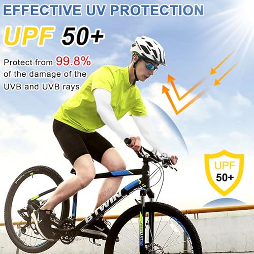 beister Arm Sleeves for Men & Women, UPF 50+ UV Sun Protection, Cooling - color: 6 Pairs Black+white+grey+beige+blue+pink(without Fashion)