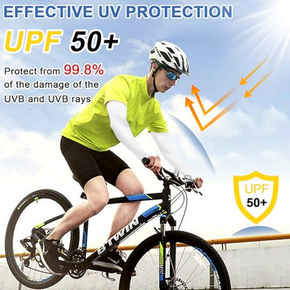 beister Arm Sleeves for Men & Women, UPF 50+ UV Sun Protection, Cooling - color: 6 Pairs Black+white+grey+beige+blue+pink(without Fashion)