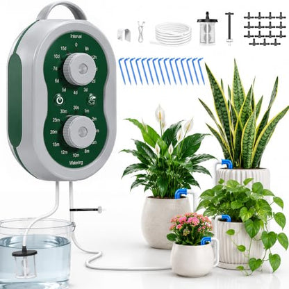 50FT Automatic Plant Watering System with Timer, Rechargeable Drip Kit