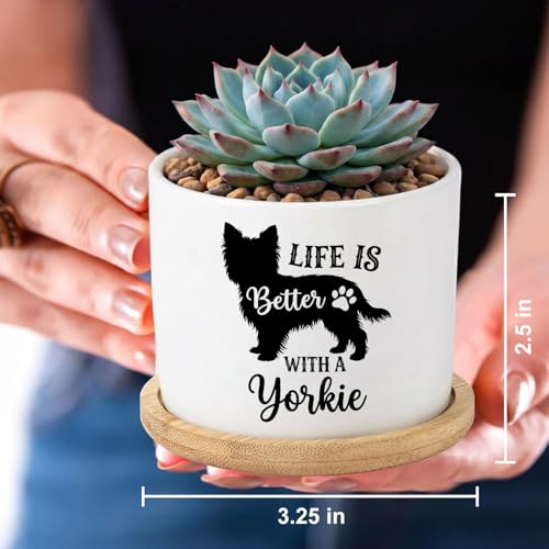 Yorkie Ceramic Pots for Dog Lover,Flower Pots for Indoor Plants