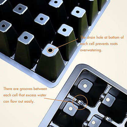 Gardzen Seed Starter Tray, 5 Pack Smiling Face Plant Germination Trays with Total 350-Cell, Seed Starter Kit with Humidity Vented Domes and Bases for Starting Vegetable Flower Herb Seeds 18" x 14" - size: 70-Cell White Eyes 5-Pack