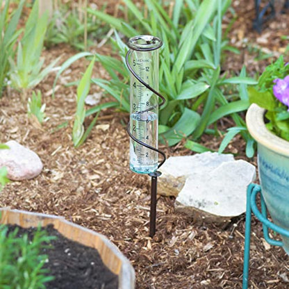 La Crosse 704-08967-INT Original Handcrafted Colombian Metal Finish Spiral Rain Gauge with 5-inch Capacity Glass Rain Garden Tube - color: Bronze