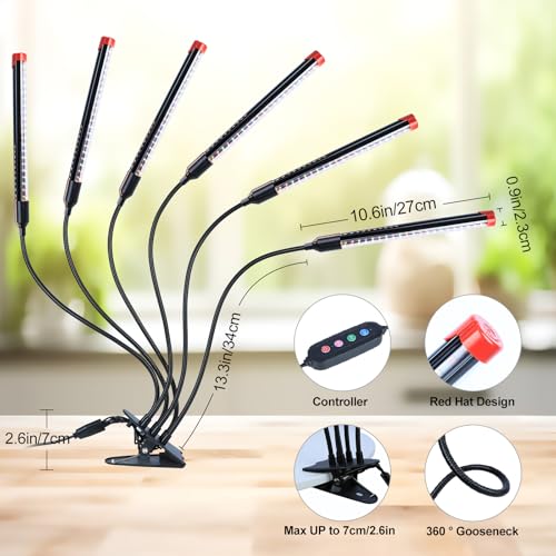 FECiDA 54W High Output Bright Strong Clip Grow Lights for Seed Starting - size: 6-Tubes