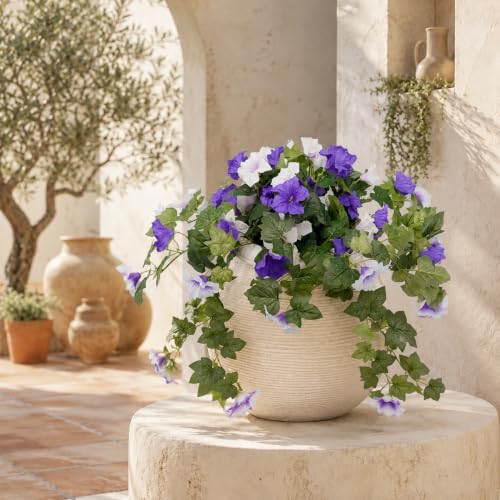 Artificial Flowers, 2-Pack Blue and White Faux Petunias - color: Blue and White - 2