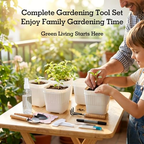 Soliseed Indoor Herb Garden Kit, Transparent Pots with Gardening Tools