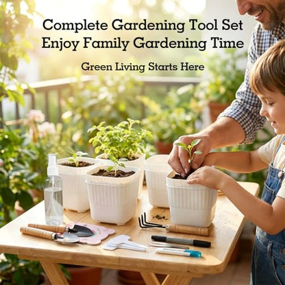Soliseed Indoor Herb Garden Kit, Transparent Pots with Gardening Tools