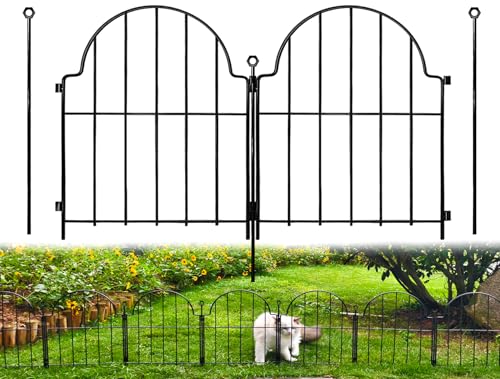 Blingluck Decorative Garden Fence, 17in(H) x 27.5ft(L), with Ground Stake - color: Black, size: 17 in(H)
