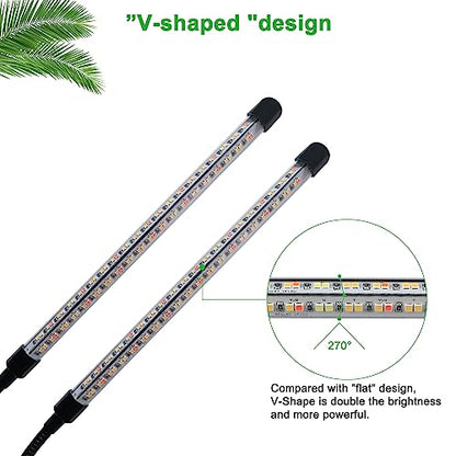 Grow Lights for Indoor Plants, Full Spectrum Dual-Head Clip Plant Lights - size: 2 Head-V 2 Pack