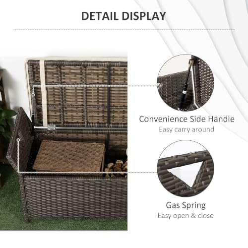 Outsunny 29 Gallon Patio Wicker Storage Bench Outdoor PE Rattan Red - color: Red