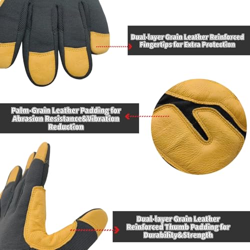 Work Gloves, Multi-Purpose Safety Glove, Black+Yellow, Medium - color: Black+yellow-2, size: Medium