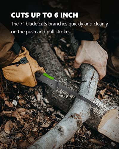 7 Inch Folding Hand Pruning Saw, Heavy Duty Foldable Camping Saw