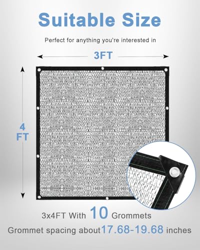 vensovo 50% Reflective Aluminet Shade Cloth with Grommets, 3 x 4 ft - color: 50%, size: 3x4FT