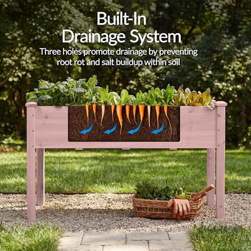 Best Choice Products 48x24x30in Raised Garden Bed, Elevated Wood Planter Box Stand for Backyard, Patio, Balcony w/Bed Liner, 200lb Capacity - Pink - color: Pink, size: 48x24x30in