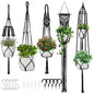 Macrame Plant Hangers 5Pack, Handmade Cotton Rope Hanging Planters - color: Black