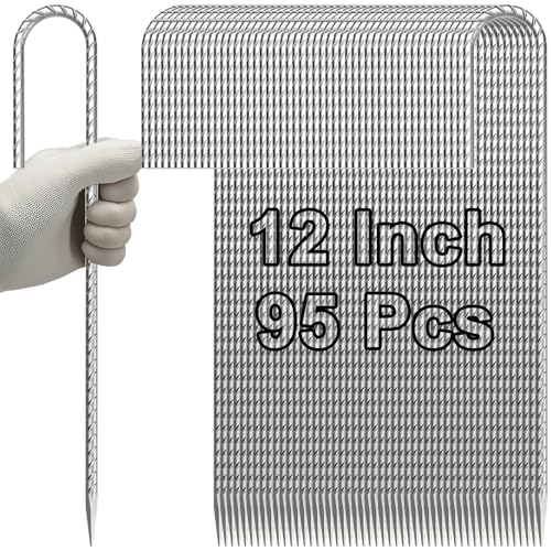 VVOKGO Rebar-Stakes-12-Inch J Hook Galvanized Garden Tent Stakes Heavy Duty - color: J-12 Inch-Φ1/4"-Galvanized, size: J-12 Inch-95 Pcs