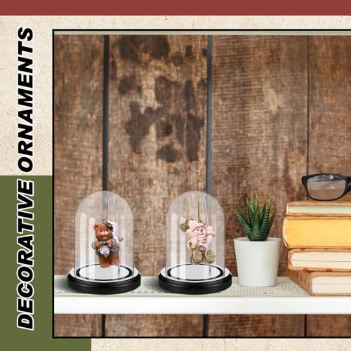 Beeveer 2 Pcs Glass Pocket Watch Display Dome 3'' x 5'' with Black Base - color: Silver Hook, size: 3" x 5", style: Dome Style