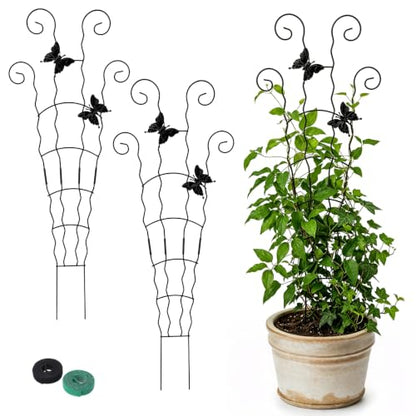 2-Pack 30" Wave Metal Plant Trellis for Climbing Plants Outdoor Support - size: 30inch