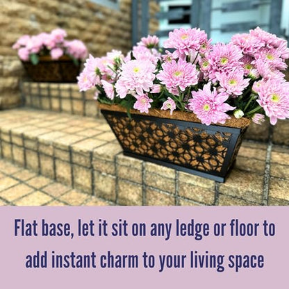LaLaGreen Black Wall Planter (12 in, 4 Pack) Trough Window Flower Box - size: 12" (30cm) x 4 pack