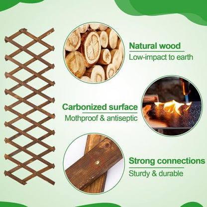 2Pcs 13x78 Expandable Wood Wall Trellis for Climbing Plants Outdoor/Indoor - style: 2 packs