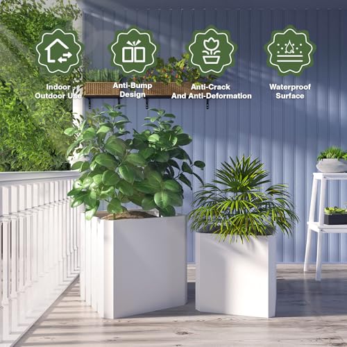 Metal Planter Box 24”L x 24"W x 24"H Large Square Steel Planter Box - color: White, size: 24"Lx24"Wx24"H