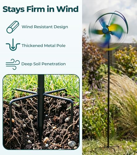 Wind Spinner Outdoor, 63" Double-Sided Metal Yard Decor