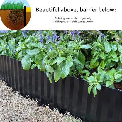 Anleolife Galvanized Steel Landscape Edging Roll, 40FT x 4" Black - color: Black, size: 4 inch× 40 ft