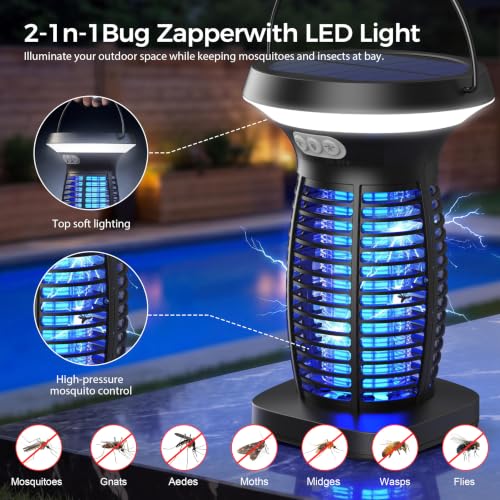 Solar Bug Zapper Outdoor and Indoor, Mosquito Fly Zapper for Home - color: black