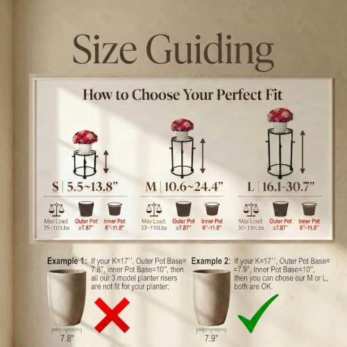 Adjustable Plant Risers for Inside Pots,16-31‘’ Height Adjustable, - size: 16.1~30.7'' Height
