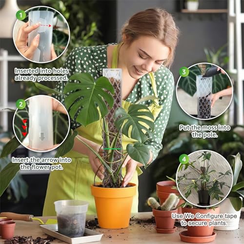 Sisher 6 Pcs Monstera Moss Pole,Plastic Moss Poles for Climbing Plants - size: 6 PACK