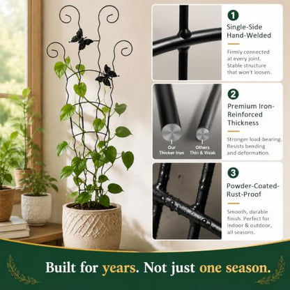 2-Pack 30" Wave Metal Plant Trellis for Climbing Plants Outdoor Support - size: 30inch